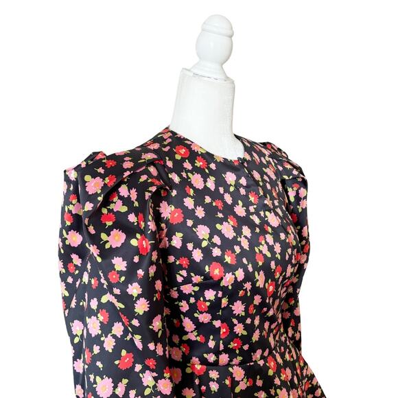 ROTATE Birger Christensen Pauline Floral Mini Dress 4 Black Pink Floral - Picture 7 of 16